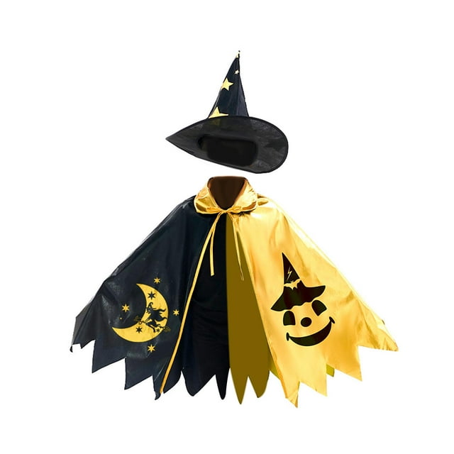 Conjunto de sombrero de mago infantil de Halloween, capa tipo chal para disfrazarse y accesorios de fiesta