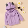 thumbnail image 5 of Fesfesfes Toddler Kids Girls Solid Color Cotton Ruffle Bow Clothes Hoodies Rabbit Ear Suit, 5 of 9