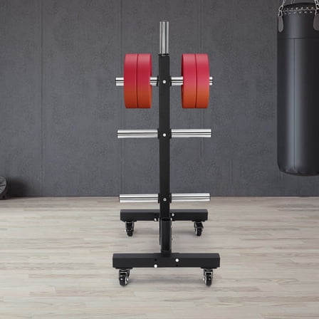 Heavy-Duty Dumbbell Stand, 1102LB Capacity with Weight Plate Holders, 4 Caster Wheels for Home and Gym