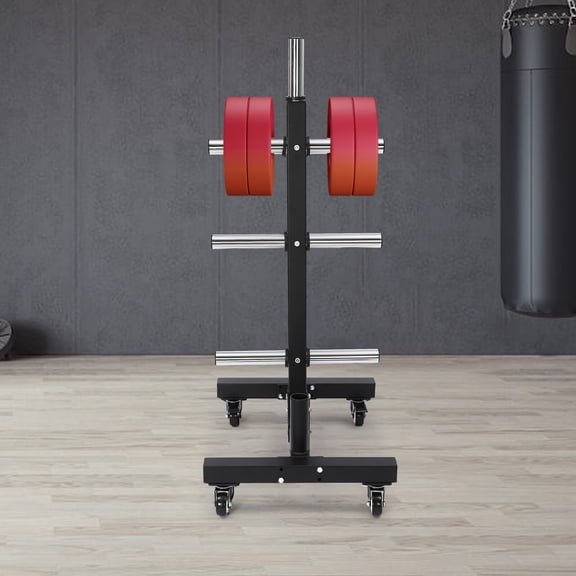 Heavy-Duty Dumbbell Stand, 1102LB Capacity with Weight Plate Holders, 4 Caster Wheels for Home and Gym