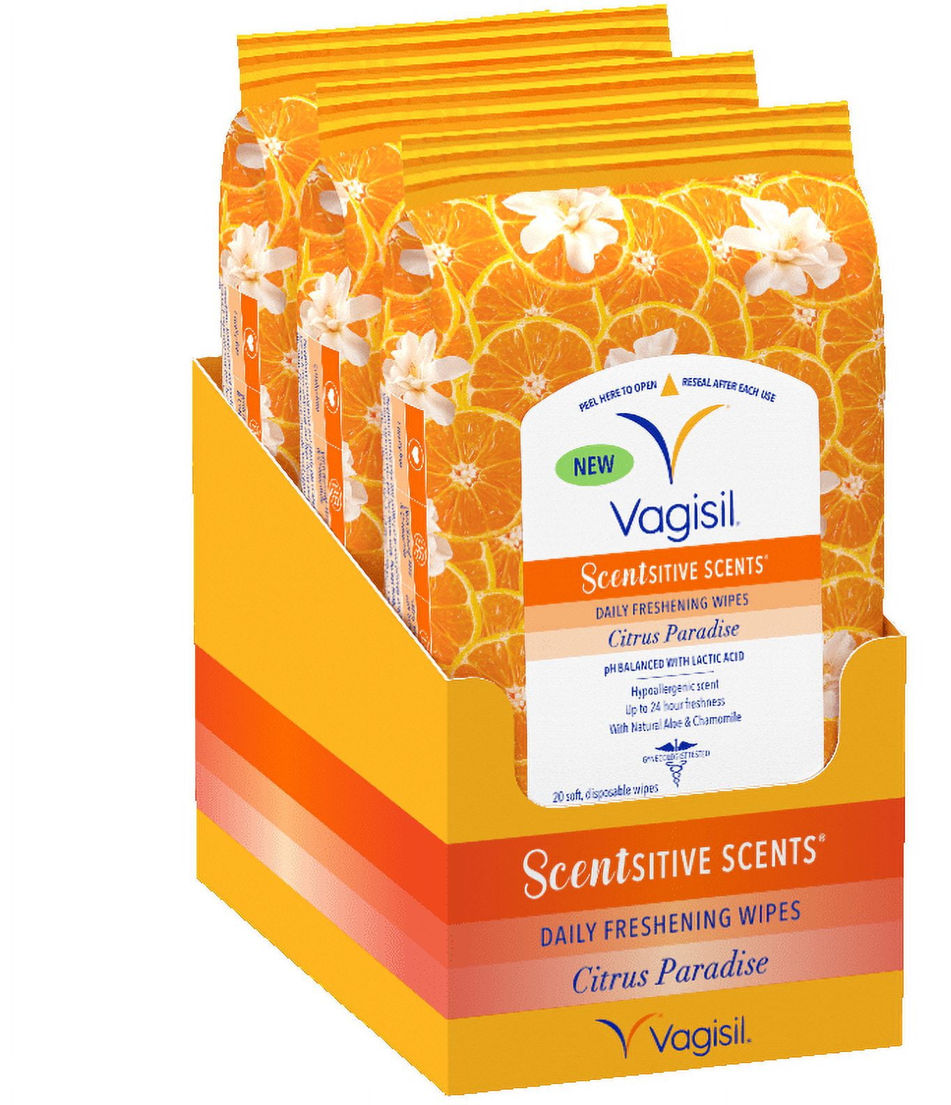 (2 pack) Vagisil Wipes for All Over Cleaning, Citrus Paradise Scent, Re-Sealable Pouch, 20 Count, Pack of 1