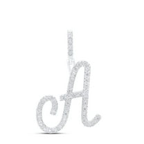 925 Sterling Silver Genuine Diamond Women's Script Font Initial A Pendant 1/5 CT