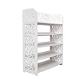 thumbnail image 6 of Hassch Wood-Plastic Freestanding Shoe Rack, 5-Tiers Shoe Storage Organizer, Shoe Shelf with Hollow Carved Design, Space Saving, White, 6 of 6