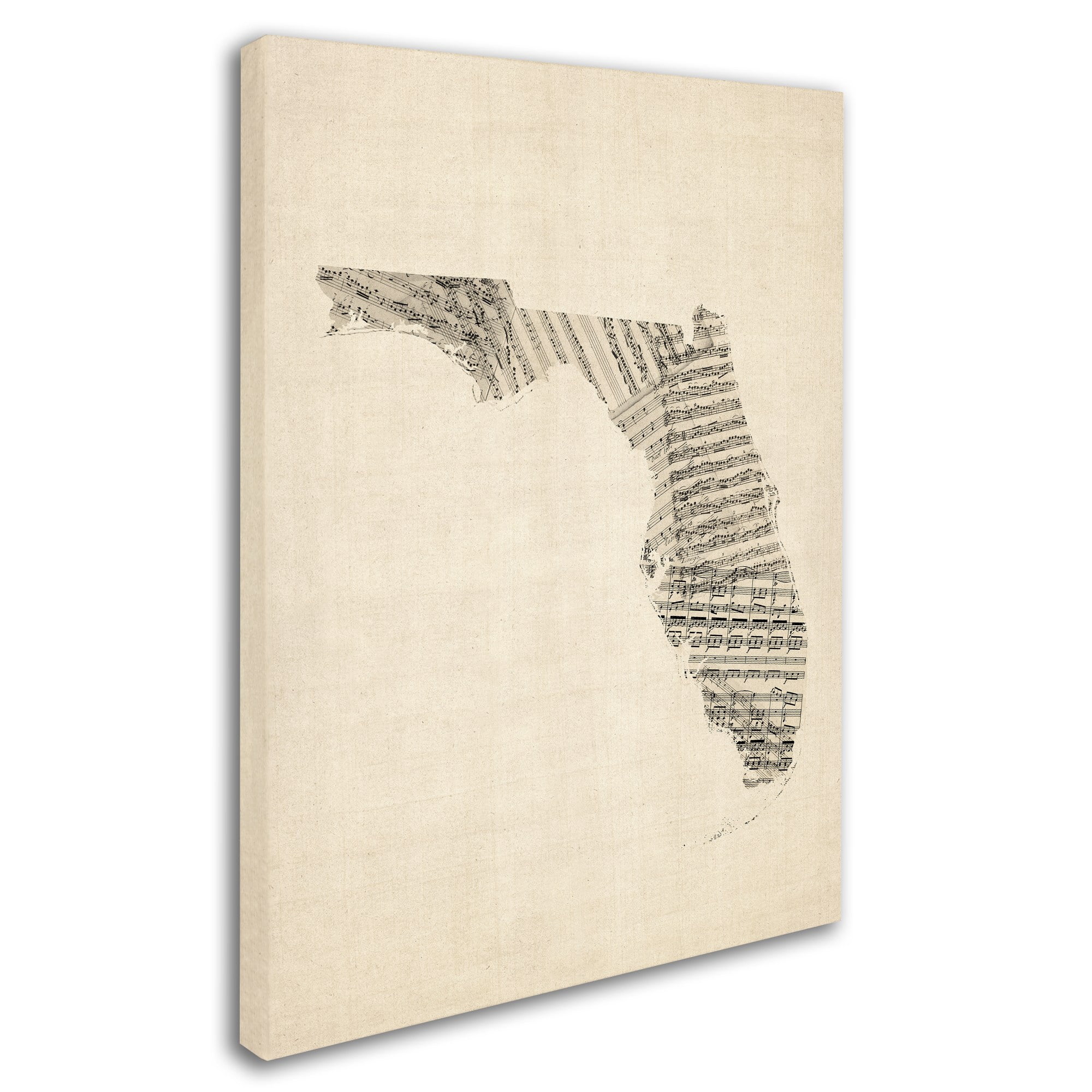 Trademark Fine Art "Old Sheet Music Map of Florida" Canvas Art by Michael Tompsett