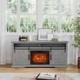 thumbnail image 4 of IHOMEadore Farmhouse Fireplace TV Stand for Up to 78" TVs, 1-Piece, Gray Wood, 4 of 12