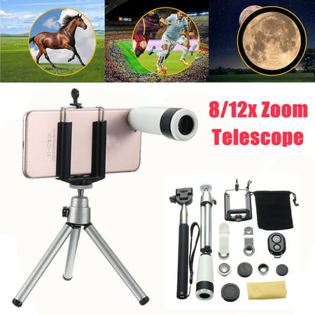 Telephoto Lens Camera Lens Kit-10 in Photography 1 12x Magnification Phone Lens Fisheye+Wide Angle+Macro+Telephoto Lens Kit For Mobile Smart (Best Lens For Helicopter Photography)