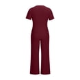 thumbnail image 7 of Riecok Womens 2 Piece Sets Tracksuits V Neck Short Sleeve Tops and Pant with Pockets Going out Outfits Wine S, 7 of 7