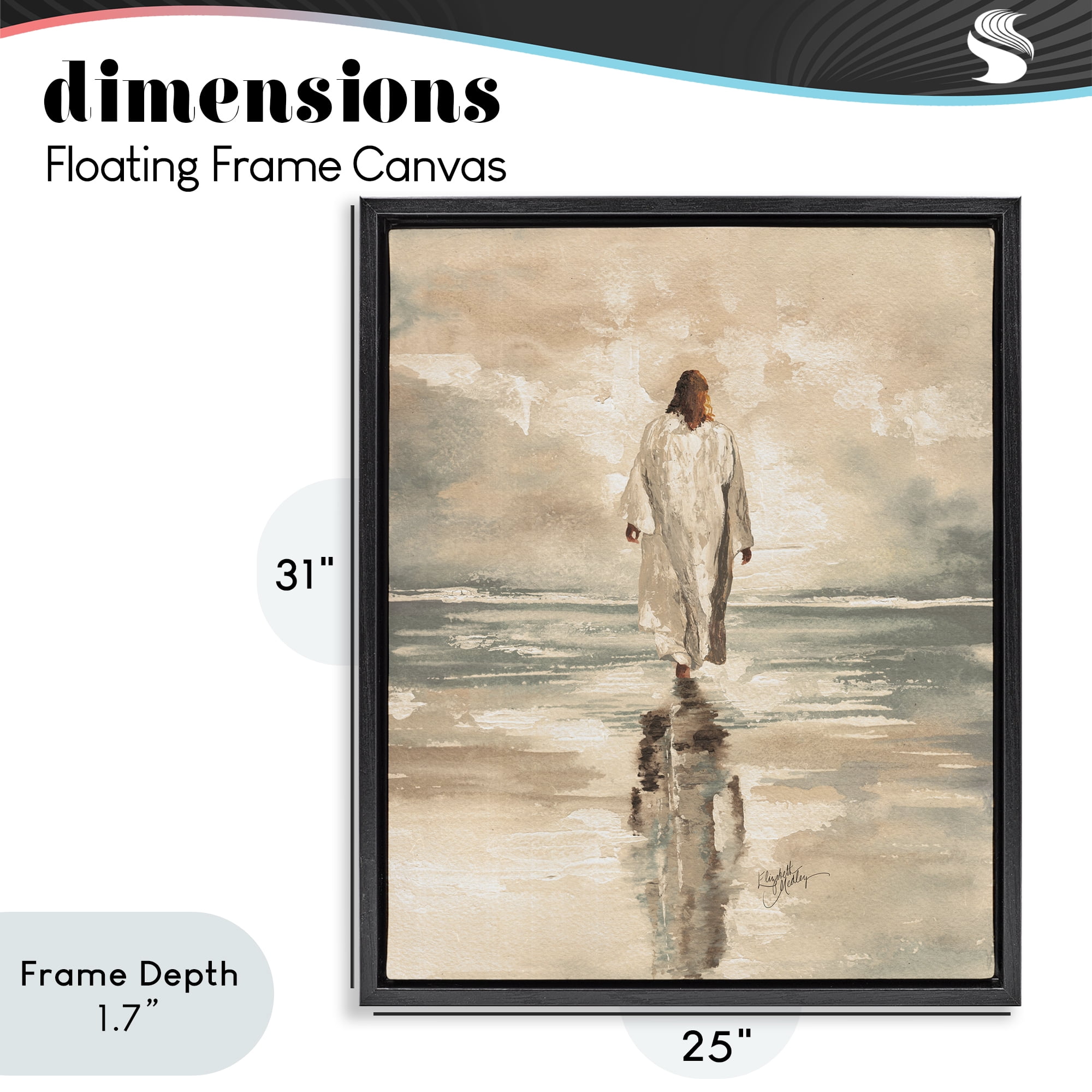 Stupell Industries Jesus Calms The Sea Black Framed Floater Canvas Wall Art, design by Elizabeth Medley