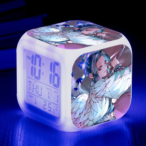 Anime Alarm Clock One Piece LED Square Clock Digital Alarm Clock with Time, Temperature, Alarm, Date