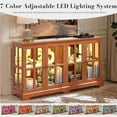 thumbnail image 3 of CKEASEAN 59"W LED Curio Cabinet with 7 Color Lights for Collectibles, Glass Display Cabinets with 4 Doors & Adjustable Shelves, Smartphone-Controlled, Vintage Storage TV Stand with for Living Room, 3 of 11