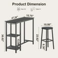 thumbnail image 4 of Aiho 3-Piece Bar Table Set with 3 Storage Shelves for Dining Room, Black, 4 of 9