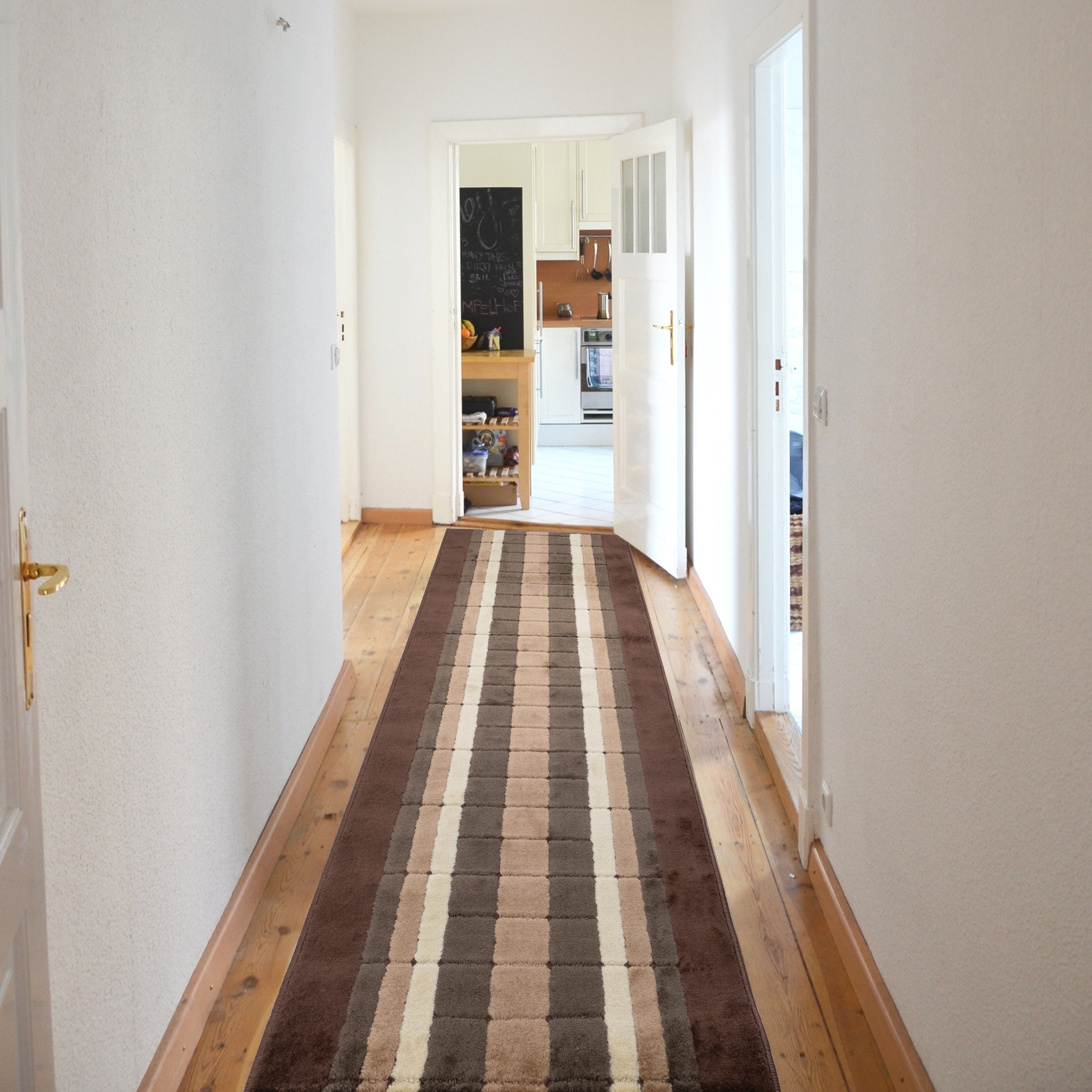 Machine Washable Custom Size Runner Rug Square Beige Brown Color Slip skid Resistant Latex Back Rug Runner Customize Length By Feet and 26" or 36" Width