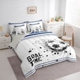 thumbnail image 3 of Feelyou Modern Soccer Sports Bedding Comforter Set 7pcs for Kids, West Football King Bedding Sets, White Navy Cartoon Theme Reversible Bed Sheets, Super Cozy Room Decor, 3 of 7