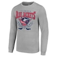 thumbnail image 2 of Men's Starter Heather Gray Columbus Blue Jackets '80s Inspired Team Logo Long Sleeve T-Shirt, 2 of 3