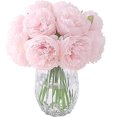 thumbnail image 3 of Ramos de flores falsas de peonía de 10 cabezas para decoración de boda, hogar, oficina, fiesta, hotel, centros de mesa, arreglos florales, rosa claro, 3 of 5