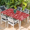 thumbnail image 2 of Red Striped Table Cloths for 3 Foot Rectangle Tables, Classic Minimalist Waves Lines Pattern Patio Waterproof Elastic Fitted Tablecloths, Washable Rectangular Table Cover for Camping, 2 of 8