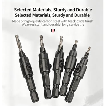 Vruelia Countersink Drill Bit Set, Woodworking Chamfer Adjustable Countersink Tools on Counter Sink Holes with 1/4inch Hex Shank