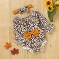 thumbnail image 6 of Baby Girls Long Sleeve Leopard Romper Shorts Newborn Jumpsuit + Headband Set 0-12M, 6 of 6