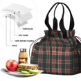 thumbnail image 4 of Red and Green Checkered Pattern Drawstring Insulated Lunch Bag for Women, Stain-Resistant Large Lunch Tote with Multi-Pockets for Work Office, 4 of 6