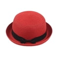 thumbnail image 3 of Shadoumai Sun Hats for Women,Summer Beach Cap,Bow Binding Bowler Caps Straw Braided Hat for Travel Camping, 3 of 4