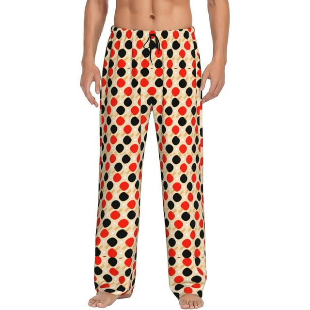 Wukai Table Tennis Rackets Mens PJ Pajama Pants|Sleepwear Plaid PJs with Pockets|Men's Lightweight Open-Hem Lounge Pants-Small