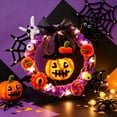 thumbnail image 4 of WWC Halloween Wreath, Orange LED Pumpkin and Witch Wreath, Gothic Halloween Decorations Wreath for Front Door, Indoor Outdoor Party Decor, 4 of 6