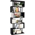thumbnail image 4 of Bookshelf  Geometric Bookcase S Shaped Book Shelves Unit for Living Room  Tier Tall Decorative Display Shelf for Bedroom  Study Room  Rustic, 4 of 6