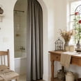 thumbnail image 3 of Rod Pocket Brown Plaid Semi Blackout Curtain,Soft Minimalist Light Filtering Drape,Ideal for Bedroom,Living Room Decor, 3 of 6