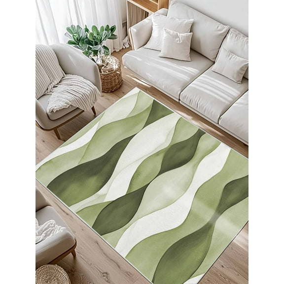 Sage Green Ripple Area Rug for Bedroom 3x5 Ft Abstract Gradient Watercolor Modern Super Soft fuzzy Throw Rug Non-Slip Fluffy Plush Indoor Floor Carpet for Living Room Nursery Home Decor