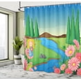 thumbnail image 4 of Ambesonne Cartoon Shower Curtain, Greenery Meadow River Art, 69"Wx70"L, Multicolor, 4 of 4