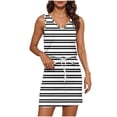 thumbnail image 2 of Long Summer Dress Fashion Women's Printing V-Neck Sleeveless Dresses Casual Pockets Comfortable All Occasion Wear Boho Bandage Midi Sun Dress Spring Black XL, 2 of 8
