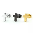 thumbnail image 2 of HOOUN Mens Womens Stainless Steel Small Cross Studs Earrings Silver Gold Black 2Pcs-Silver, 2 of 4