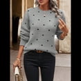 thumbnail image 4 of Suéteres de Lunares para Mujer, Jersey de Punto de Larga y Cuello Redondo. Gris M, 4 of 9