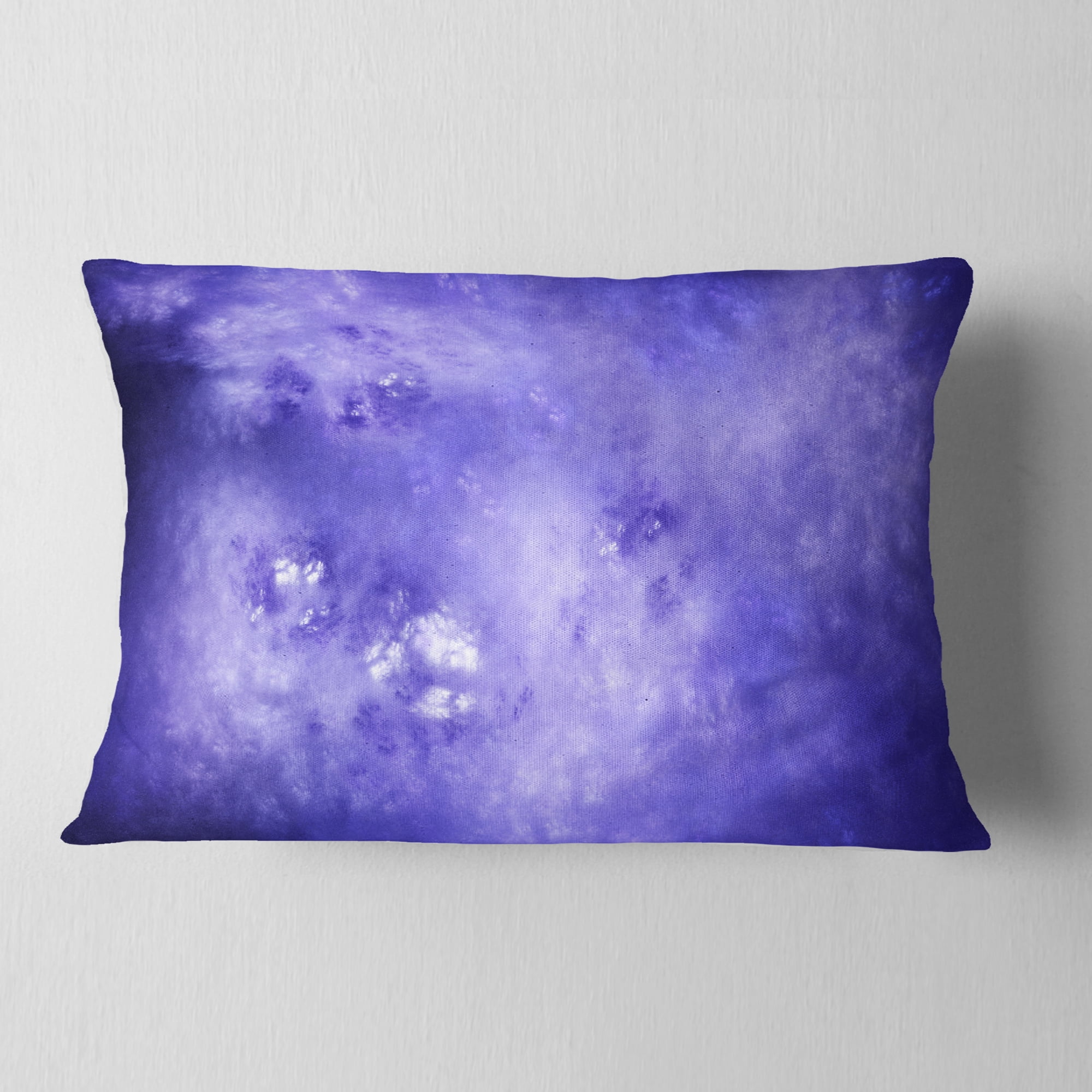 Designart Light Blue Fractal Sky with Stars - Abstract Throw Pillow - 12x20