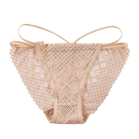 Bigersell No Show Underwear Clearance Womens Seamless Underwear Briefs Panty Style P-1910 Polyester Cheeky Panties G String Thongs Ladies Briefs High Waist Women s Panties Beige One Size