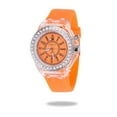thumbnail image 1 of Children Students Sport Rhinestone LED Flashing Light up Color Changing White Silicone Jelly Watch, 1 of 8