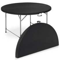 MoNiBloom 5Ft Foldable Plastic Table, Heavy Duty Round Indoor Outdoor Desk for Kitchen Party Wedding, Black