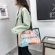 thumbnail image 4 of Bolsos de hombro de viaje de gran capacidad con letras para mujer bolso transparente de PVC de ocio con láser Simple, 4 of 9