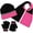 Black/Pink-1250, variant on Girls 3-Piece Winter Hat, Scarf & Glove Set – Cozy Knit Beanie Accessories for Kids – Warm Cold Weather Gear