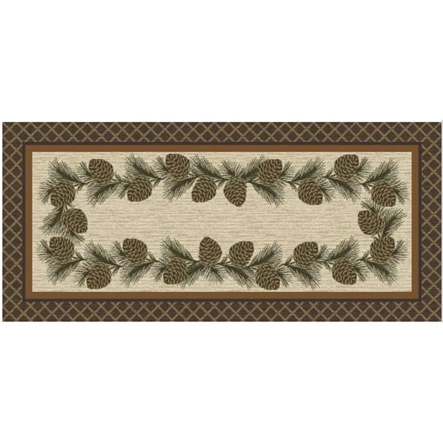 Mayberry Rug CC20678 20X44 20 x 44 in. Cozy Cabin Broken Printed Nylon Kitchen Mat & Rug, Branch