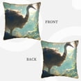 thumbnail image 3 of Fotbe Majestic Ostrich In Forest Pattern Velvet Decorative Throw Pillow Covers with Elegant Piping, Soft Plush Cushion Cover for Sofa, Bed, Car, Office-16"x16", 3 of 8