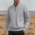 thumbnail image 2 of Men's 1/4 Zip Pullover Cotton Fleece Sweatshirts Long Sleeve Solid Color Casual Warm Fall Winter Sweater Tops (4XL, Gray), 2 of 7