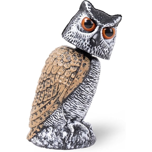 Rotating Head Owl Statue, Hand-Painted Garden Owl Decor, 8 Inch