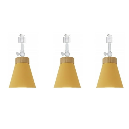 

FSLiving 3-Pack Retro Style Mini Adjustable Angle H-Type Track Head Lighting E26 Base Metal Ceiling Light Track Light Fixture for Gallery Mirror Front Office Loft Bulb and Track Not Included - Yellow