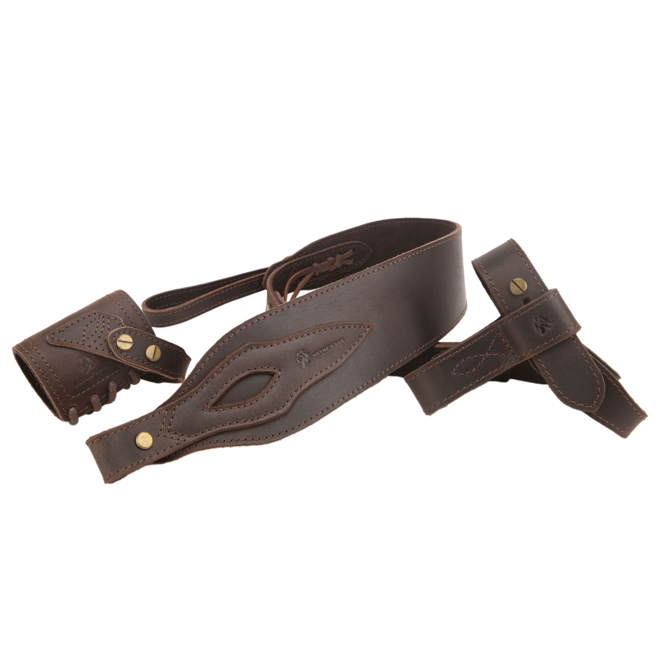1 Suit Full Leather Rifle No Drill Harnessed Buttstock Holder Cover , Barrel Mount with Leather Gun  Sling
