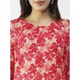 thumbnail image 5 of Moomaya Printed Top, Round Neck Sheer Long Sleeve Tops For Women, 5 of 8