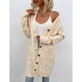 thumbnail image 4 of SWSMCLT Women's Long Sleeve Cardigan Sweater Deep V Neck Button Long Outerwear Knit Winter Soft Fall Fashion Warm Beige X-Large, 4 of 4