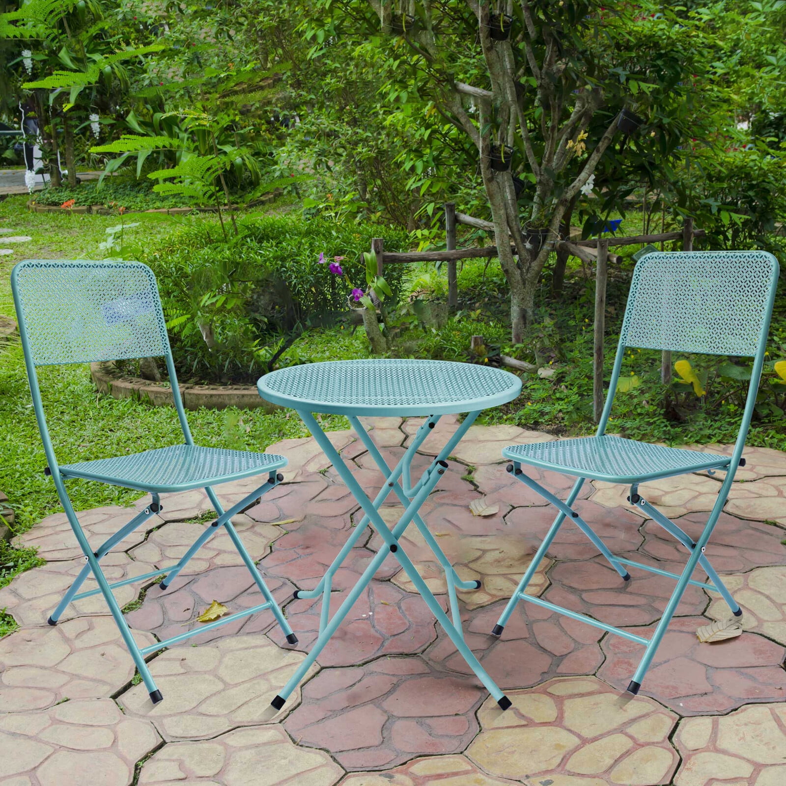 OVERDRIVE Premium Steel Patio Bistro Set, Folding Outdoor Patio