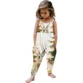 thumbnail image 2 of ITSAME Easter Toddler Girls Jumpsuit, Sleeveless Spaghetti Strap Cute Bunny Print Holiday Fashion Romper Beige 4T, 2 of 7