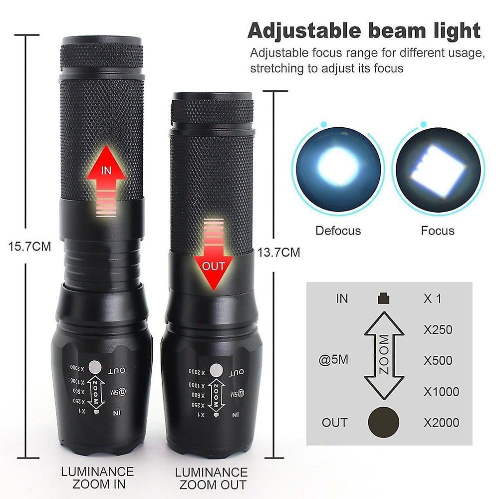 Taktische LED-Taschenlampe G700 / X800 – Zoom, Militärstufe, Mit Akkus + Ladegerät Taktische LED-Taschenlampe G700 / X800 – Zoom, Militärstufe, Mit Akkus + Ladegerät